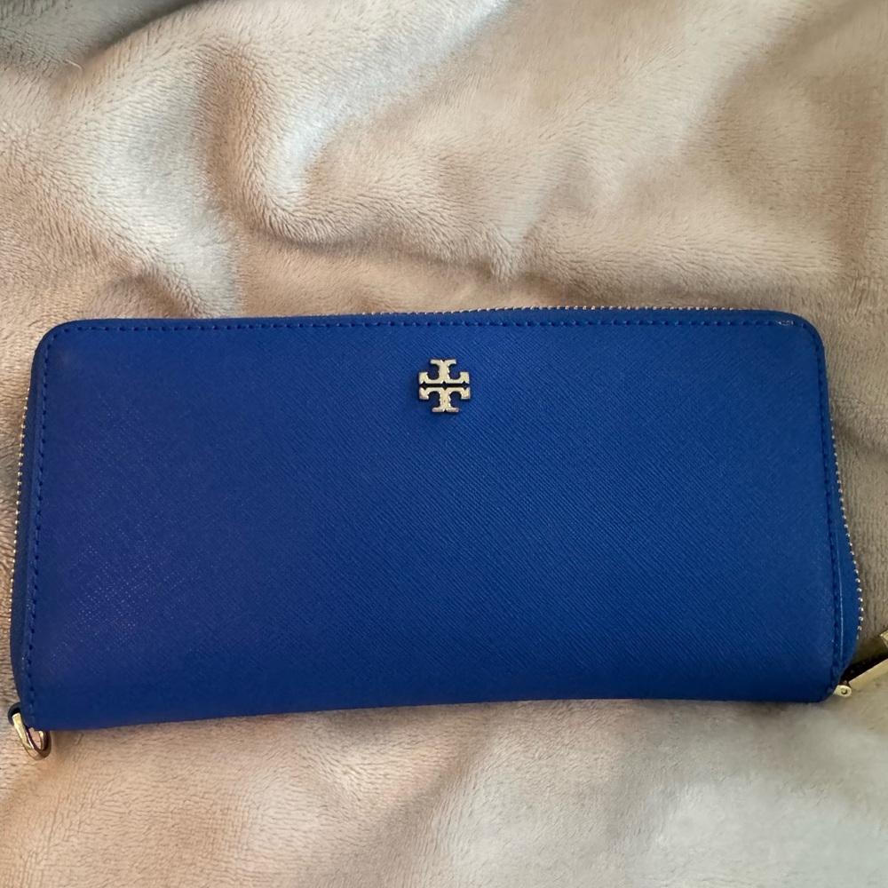 Tory Burch Royal Blue Zip-Around Wallet